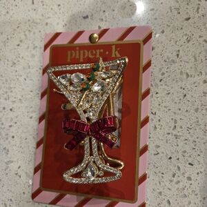 Piper Sparkling Gold and Red Martini Hair Clip